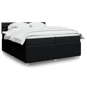 vidaXL, vidaXL Boxspringbett mit Matratze Schwarz 200x200 cm Stoff, vidaXL Boxspringbett mit Matratze Schwarz 200x200 cm Stoff