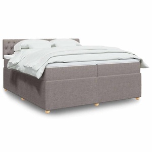vidaXL, vidaXL Boxspringbett mit Matratze Taupe 200x200 cm Stoff