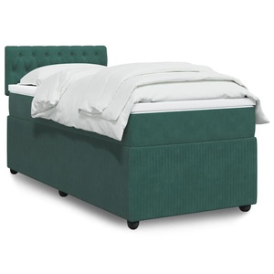vidaXL, vidaXL Boxspringbett mit Matratze Dunkelgrün 80x200 cm Samt, vidaXL Boxspringbett mit Matratze Dunkelgrün 80x200 cm Samt
