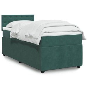 vidaXL, vidaXL Boxspringbett mit Matratze Dunkelgrün 80x200 cm Samt, vidaXL Boxspringbett mit Matratze Dunkelgrün 80x200 cm Samt