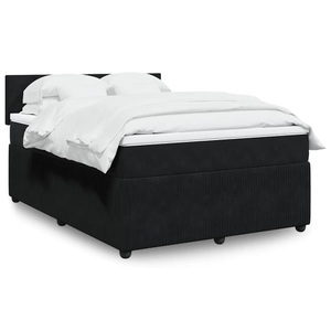 vidaXL, vidaXL Boxspringbett mit Matratze Schwarz 160x200 cm Samt, vidaXL Boxspringbett mit Matratze Schwarz 160x200 cm Samt