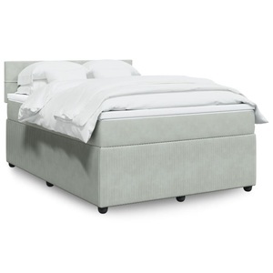 vidaXL, vidaXL Boxspringbett mit Matratze Hellgrau 160x200 cm Samt, vidaXL Boxspringbett mit Matratze Hellgrau 160x200 cm Samt