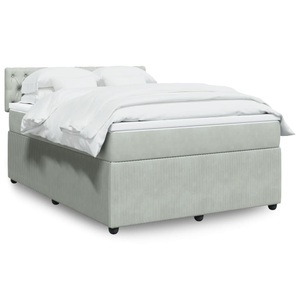 vidaXL, vidaXL Boxspringbett mit Matratze Hellgrau 160x200 cm Samt, vidaXL Boxspringbett mit Matratze Hellgrau 160x200 cm Samt