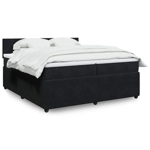 vidaXL, vidaXL Boxspringbett mit Matratze Schwarz 200x200 cm Samt, vidaXL Boxspringbett mit Matratze Schwarz 200x200 cm Samt