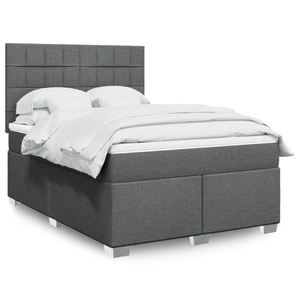 vidaXL, vidaXL Boxspringbett mit Matratze Dunkelgrau 140x200 cm Stoff, vidaXL Boxspringbett mit Matratze Dunkelgrau 140x200 cm Stoff