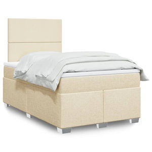 vidaXL, vidaXL Boxspringbett mit Matratze Creme 120x200 cm Stoff
