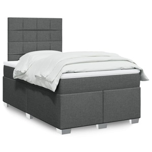 vidaXL, vidaXL Boxspringbett mit Matratze Dunkelgrau 120x200 cm Stoff, vidaXL Boxspringbett mit Matratze Dunkelgrau 120x200 cm Stoff