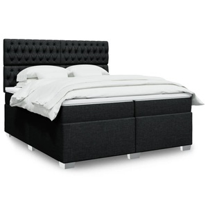 vidaXL, vidaXL Boxspringbett mit Matratze Schwarz 200x200 cm Stoff, vidaXL Boxspringbett mit Matratze Schwarz 200x200 cm Stoff