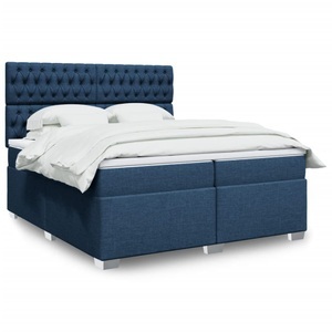 vidaXL, vidaXL Boxspringbett mit Matratze Blau 200x200 cm Stoff, vidaXL Boxspringbett mit Matratze Blau 200x200 cm Stoff