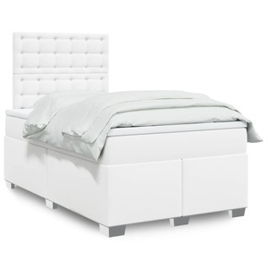 vidaXL, vidaXL Boxspringbett mit Matratze Weiß 120x200 cm Kunstleder