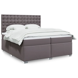 vidaXL, vidaXL Boxspringbett mit Matratze Grau 200x200 cm Kunstleder
