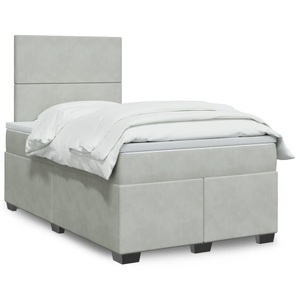 vidaXL, vidaXL Boxspringbett mit Matratze Hellgrau 120x200 cm Samt