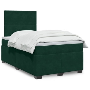 vidaXL, vidaXL Boxspringbett mit Matratze Dunkelgrün 120x200 cm Samt, vidaXL Boxspringbett mit Matratze Dunkelgrün 120x200 cm Samt