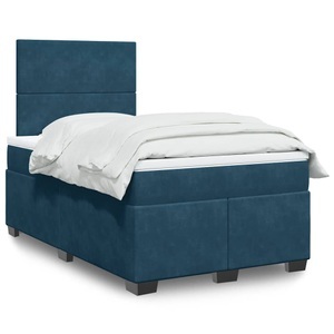 vidaXL, vidaXL Boxspringbett mit Matratze Blau 120x200 cm Samt, vidaXL Boxspringbett mit Matratze Blau 120x200 cm Samt