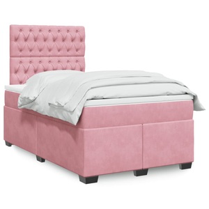 vidaXL, vidaXL Boxspringbett mit Matratze Rosa 120x200 cm Samt, vidaXL Boxspringbett mit Matratze Rosa 120x200 cm Samt