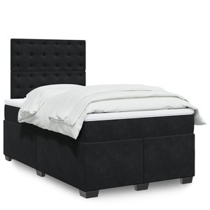 vidaXL, vidaXL Boxspringbett mit Matratze Schwarz 120x200 cm Samt, vidaXL Boxspringbett mit Matratze Schwarz 120x200 cm Samt