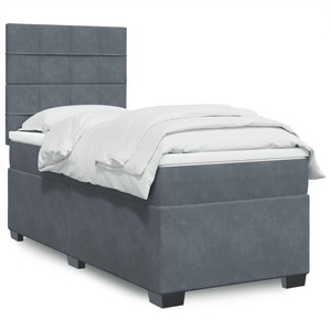 vidaXL, vidaXL Boxspringbett mit Matratze Dunkelgrau 100x200 cm Samt, vidaXL Boxspringbett mit Matratze Dunkelgrau 100x200 cm Samt