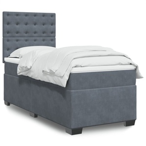vidaXL, vidaXL Boxspringbett mit Matratze Dunkelgrau 100x200 cm Samt, vidaXL Boxspringbett mit Matratze Dunkelgrau 100x200 cm Samt