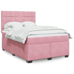 vidaXL, vidaXL Boxspringbett mit Matratze Rosa 160x200 cm Samt, vidaXL Boxspringbett mit Matratze Rosa 160x200 cm Samt