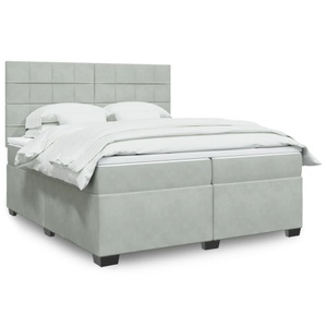 vidaXL, vidaXL Boxspringbett mit Matratze Hellgrau 200x200 cm Samt