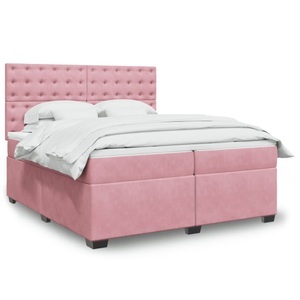 vidaXL, vidaXL Boxspringbett mit Matratze Rosa 200x200 cm Samt, vidaXL Boxspringbett mit Matratze Rosa 200x200 cm Samt
