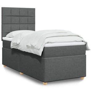 vidaXL, vidaXL Boxspringbett mit Matratze Dunkelgrau 90x200 cm Stoff, vidaXL Boxspringbett mit Matratze Dunkelgrau 90x200 cm Stoff
