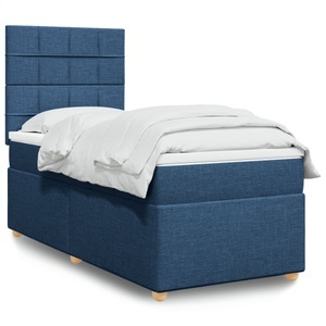 vidaXL, vidaXL Boxspringbett mit Matratze Blau 100x200 cm Stoff, vidaXL Boxspringbett mit Matratze Blau 100x200 cm Stoff