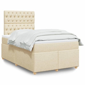 vidaXL, vidaXL Boxspringbett mit Matratze Creme 120x200 cm Stoff, vidaXL Boxspringbett mit Matratze Creme 120x200 cm Stoff