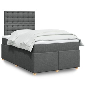 vidaXL, vidaXL Boxspringbett mit Matratze Dunkelgrau 120x200 cm Stoff, vidaXL Boxspringbett mit Matratze Dunkelgrau 120x200 cm Stoff