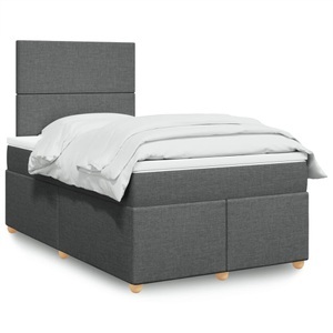 vidaXL, vidaXL Boxspringbett mit Matratze Dunkelgrau 120x200 cm Stoff, vidaXL Boxspringbett mit Matratze Dunkelgrau 120x200 cm Stoff