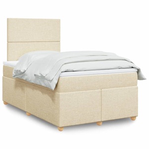 vidaXL, vidaXL Boxspringbett mit Matratze Creme 120x200 cm Stoff