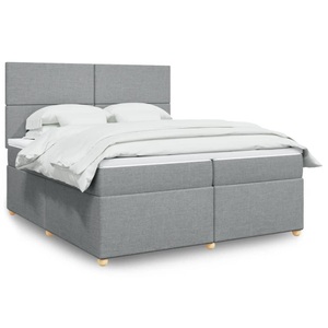 vidaXL, vidaXL Boxspringbett mit Matratze Hellgrau 200x200 cm Stoff