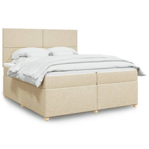 vidaXL, vidaXL Boxspringbett mit Matratze Creme 200x200 cm Stoff