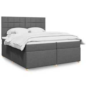 vidaXL, vidaXL Boxspringbett mit Matratze Dunkelgrau 200x200 cm Stoff