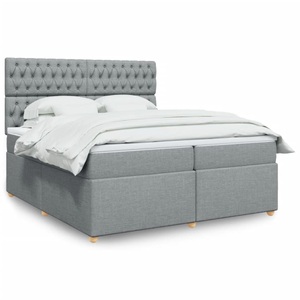 vidaXL, vidaXL Boxspringbett mit Matratze Hellgrau 200x200 cm Stoff