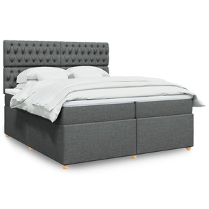 vidaXL, vidaXL Boxspringbett mit Matratze Dunkelgrau 200x200 cm Stoff