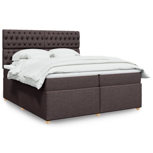 vidaXL, vidaXL Boxspringbett mit Matratze Dunkelbraun 200x200 cm Stoff