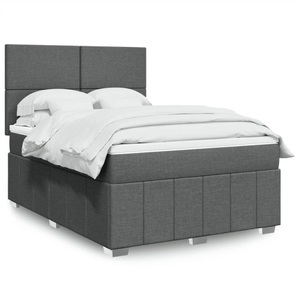vidaXL, vidaXL Boxspringbett mit Matratze Dunkelgrau 140x200 cm Stoff, vidaXL Boxspringbett mit Matratze Dunkelgrau 140x200 cm Stoff