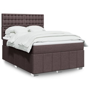 vidaXL, vidaXL Boxspringbett mit Matratze Dunkelbraun 140x200 cm Stoff, vidaXL Boxspringbett mit Matratze Dunkelbraun 140x200 cm Stoff