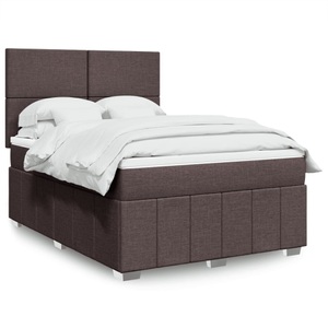 vidaXL, vidaXL Boxspringbett mit Matratze Dunkelbraun 160x200 cm Stoff, vidaXL Boxspringbett mit Matratze Dunkelbraun 160x200 cm Stoff