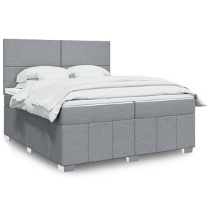 vidaXL, vidaXL Boxspringbett mit Matratze Hellgrau 200x200 cm Stoff, vidaXL Boxspringbett mit Matratze Hellgrau 200x200 cm Stoff