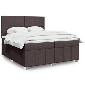 vidaXL, vidaXL Boxspringbett mit Matratze Dunkelbraun 200x200 cm Stoff