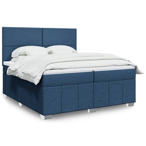 vidaXL, vidaXL Boxspringbett mit Matratze Blau 200x200 cm Stoff