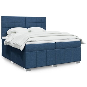 vidaXL, vidaXL Boxspringbett mit Matratze Blau 200x200 cm Stoff