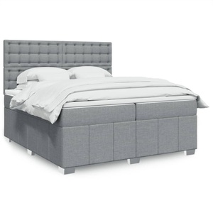 vidaXL, vidaXL Boxspringbett mit Matratze Hellgrau 200x200 cm Stoff