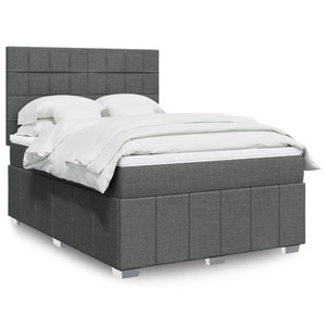 vidaXL, vidaXL Boxspringbett mit Matratze Dunkelgrau 160x200 cm Stoff, vidaXL Boxspringbett mit Matratze Dunkelgrau 160x200 cm Stoff