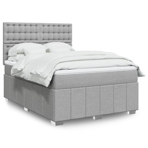 vidaXL, vidaXL Boxspringbett mit Matratze Hellgrau 160x200 cm Stoff, vidaXL Boxspringbett mit Matratze Hellgrau 160x200 cm Stoff