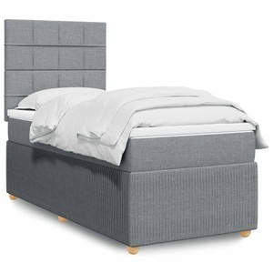 vidaXL, vidaXL Boxspringbett mit Matratze Hellgrau 90x190 cm Stoff, vidaXL Boxspringbett mit Matratze Hellgrau 90x190 cm Stoff
