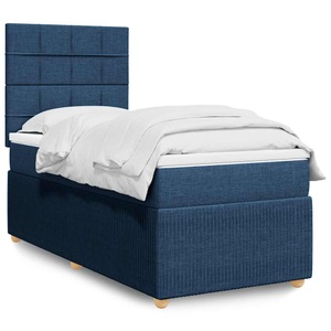 vidaXL, vidaXL Boxspringbett mit Matratze Blau 90x200 cm Stoff, vidaXL Boxspringbett mit Matratze Blau 90x200 cm Stoff
