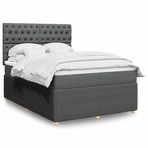 vidaXL, vidaXL Boxspringbett mit Matratze Dunkelgrau 140x200 cm Stoff, vidaXL Boxspringbett mit Matratze Dunkelgrau 140x200 cm Stoff